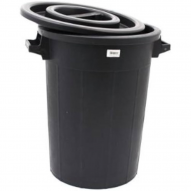 Dep&oacute;sito Redondo NEGRO CON TAPA 120L 