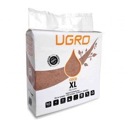 Cocopeat deshidratado-comprimido EMBOLSADO UGRO estructura gruesa 5 kg / 70 litros, con mycorrizas
